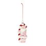 Santa with Candycane Hanging Decoration - Pink - H13cm