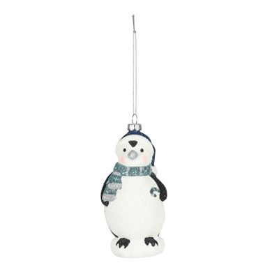 Penguin Hanging Decoration - White/Blue - H13cm