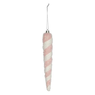 Icicle hanging decoration - Pink/White - H20cm