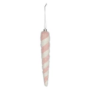 Icicle hanging decoration - Pink/White - H20cm