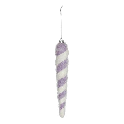 Icicle hanging decoration - Purple/White - H20cm