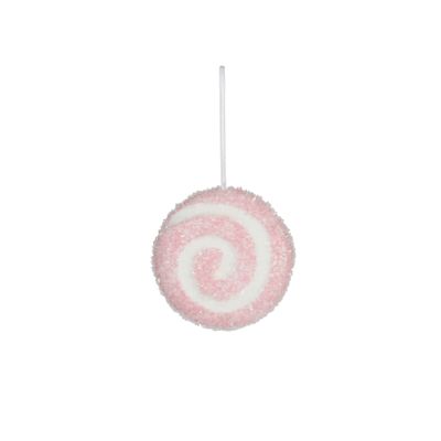 Disc with Swirl Hanging Decoration - Pink - D10cm