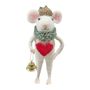 Felt Mouse with Acorn Hat and Heart Hanging Decoration - H12.5cm