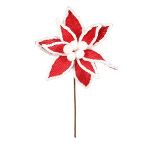 Large Single Poinsettia - Red / White - 30x48cm