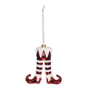 Elf Shoes  Hanging Decoration - Red/ White - 12cm