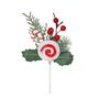 Candy Pick with Foliage & Berries - Red/ White - 22cm