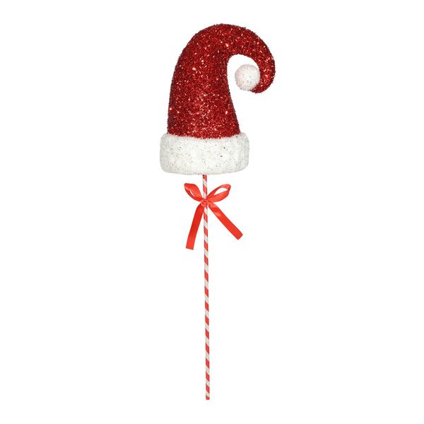 Glitter Santa Hat Pick - Red / White - 71cm