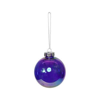 Box of 4 Baubles - Iridescent Purple - 8cm