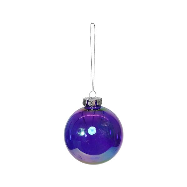 Box of 4 Baubles - Iridescent Purple - 8cm