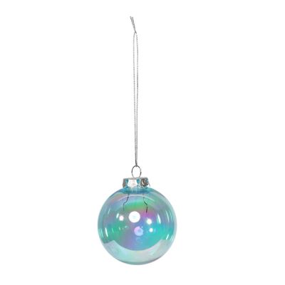 Box of 8  Baubles -  Iridescent Blue - 6cm