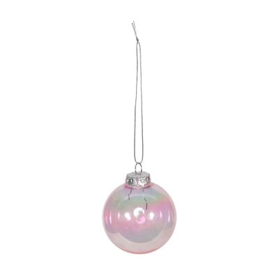 Box of 8  Baubles -  Iridescent Pink - 6cm