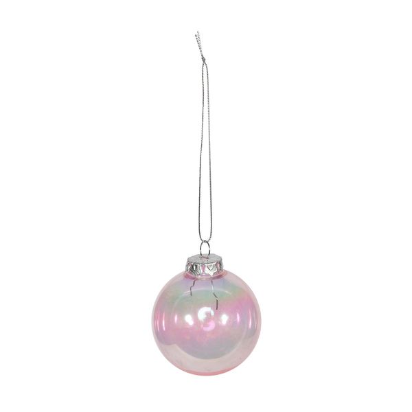 Box of 8  Baubles -  Iridescent Pink - 6cm