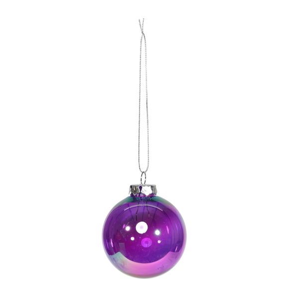 Box of 8  Baubles -  Iridescent Purple - 6cm