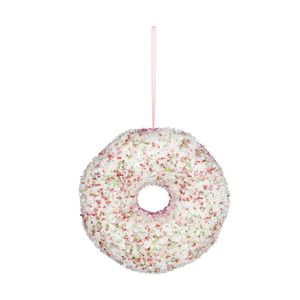 Glitter Donut Hanging Decoration  -Pink / White - 16cm