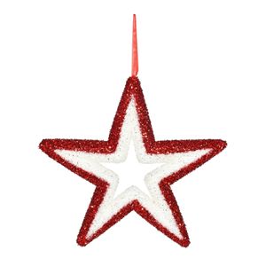 Glitter Star Hanging Decoration -Pink / White - 36cm