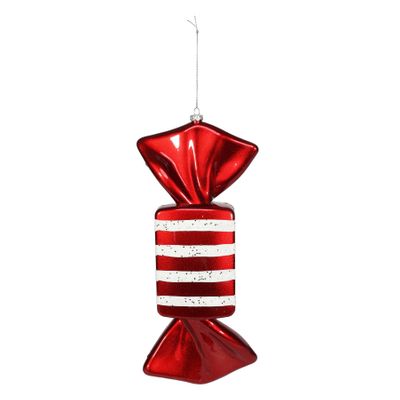 Rectangle Candy Hanging Decoration - Red/White - H25cm