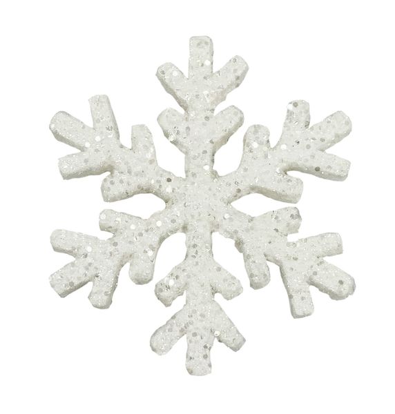 Snowflake with Glitter Hanging Decoration - White - 17cm