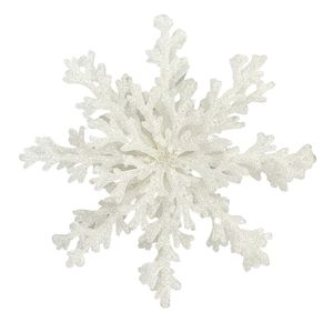 3D Snowflake with Glitter Hanging Decoration - White - 20cm