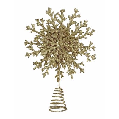 Glitter Snowflake Tree Topper - Champagne - 33cm