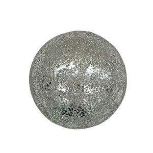 Metallic Bauble  Hanging Decoration with Glitter -Silver -11cm