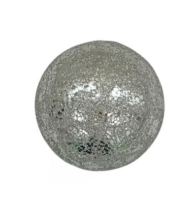 Metallic Bauble  Hanging Decoration with Glitter -Silver -11cm