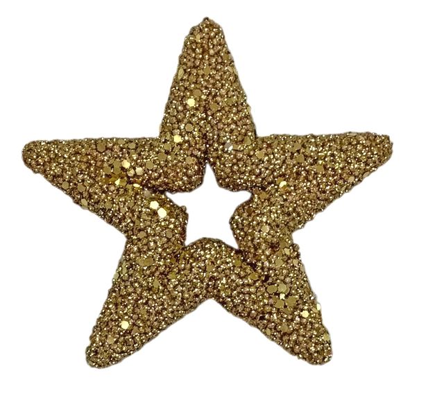 Glitter Open Star Hanging Decoration - Gold - 13cm