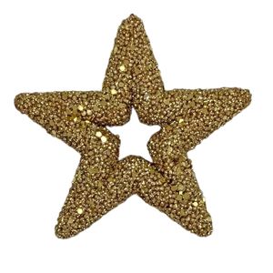 Glitter Open Star Hanging Decoration - Gold - 13cm