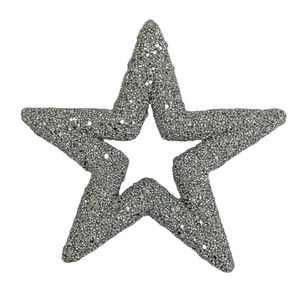 Glitter Open Star Hanging Decoration - Silver - 22cm