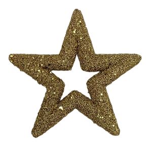 Glitter Open Star Hanging Decoration - Gold - 22cm