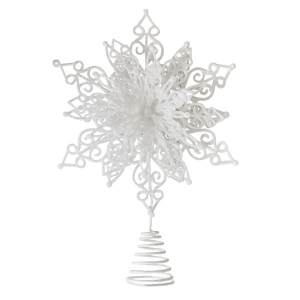 Glitter Snowflake Tree Topper - White