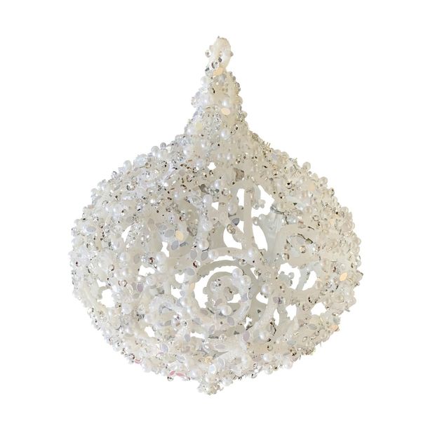 Glitter Lattice Bauble - White