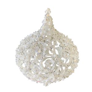 Glitter Lattice Bauble - White