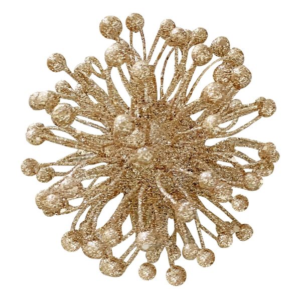 Glitter Flower Pom Pom Hanging Decoration - Gold