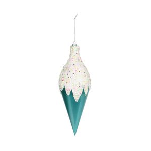 Snow Topped Finial Hanging Decoration - Turquoise - H31cm