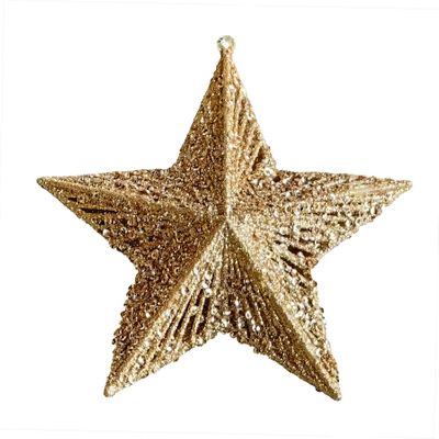 Glitter Star Hanging Decoration - Gold - 15cm