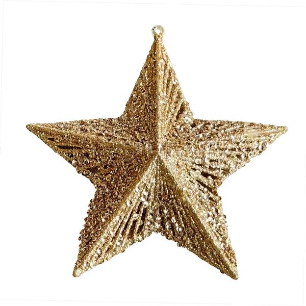 Glitter Star Hanging Decoration - Gold - 15cm