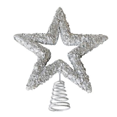 Glitter Star Tree Topper - Silver