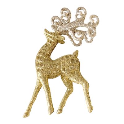 Glitter Reindeer Hanging Decoration - Gold