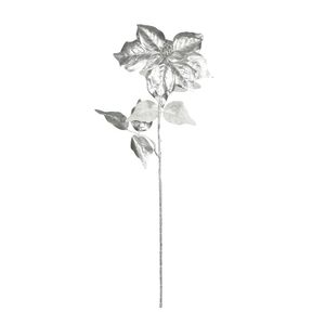 Metallic Poinsettia  Stem - Silver