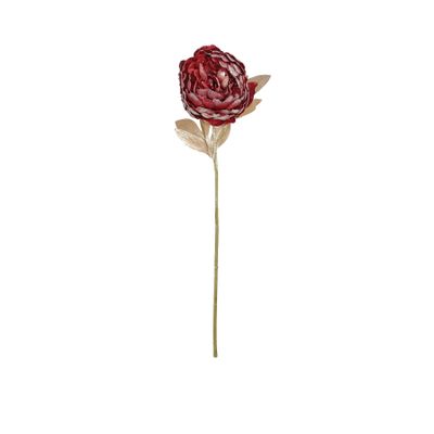 Single Peony - Red with Metallic Sheen - 66cm