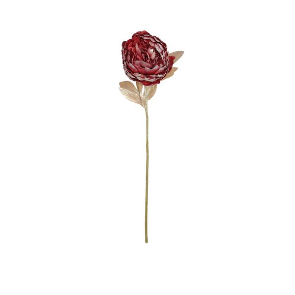 Single Peony - Red with Metallic Sheen - 66cm