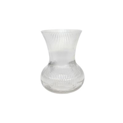 Ribbed Hand Tie vase with Round Base - Clear- H19.5