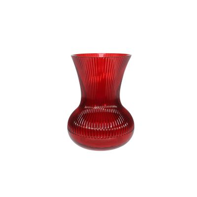 Ribbed Hand Tie vase with Round Base - Red - H19.5