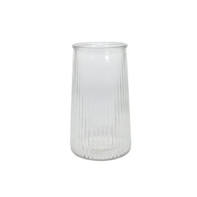 Ribbed Graduated Vase - Clear -H21.5cm