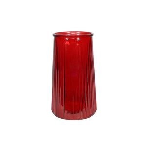 Ribbed Graduated Vase - Red -H21.5cm