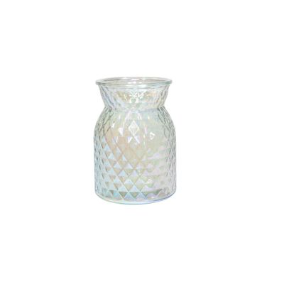 Meadow Flower Vase with  Diamond Embossed Pattern - Irredescent  Finish - H16cm