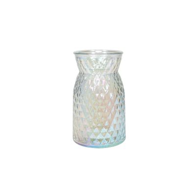 Meadow Flower Vase with  Diamond Embossed Pattern - Irredescent  Finish - H18cm