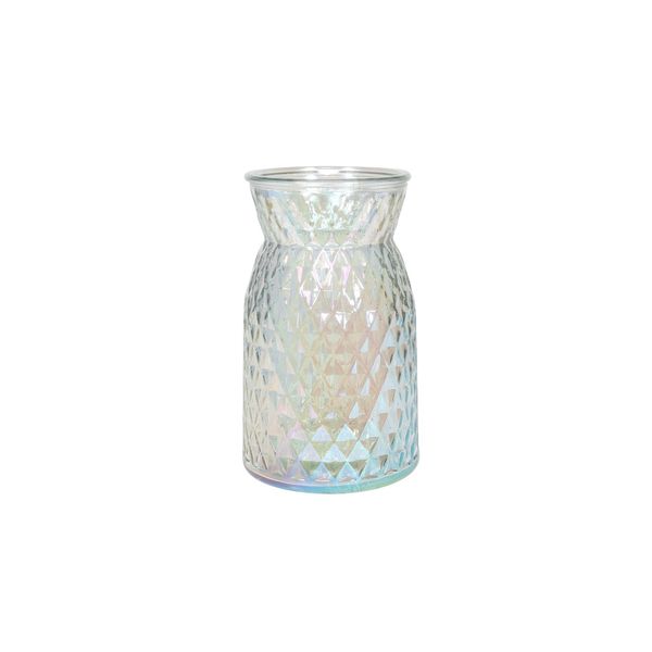 Meadow Flower Vase with  Diamond Embossed Pattern - Irredescent  Finish - H18cm