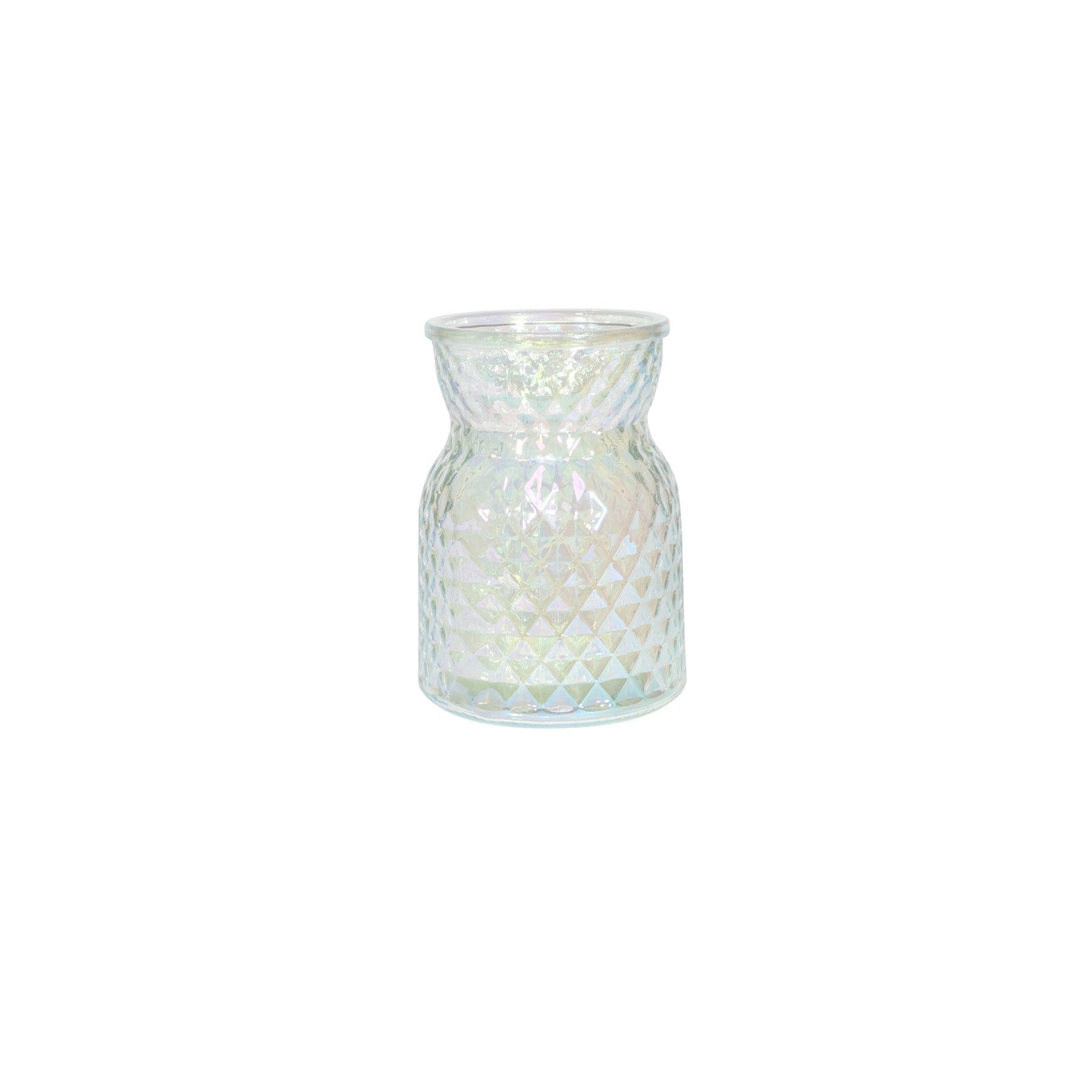 Meadow Flower Vase with  Diamond Embossed Pattern - Irredescent  Finish - H10cm