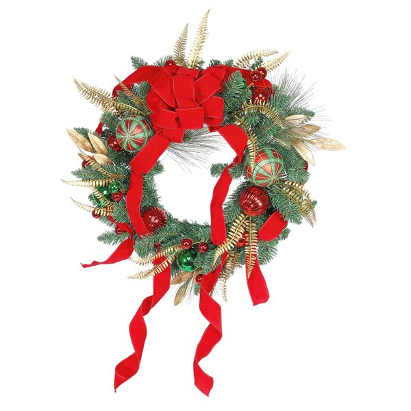 Luxury Festive Wreath Red & Green Baubles - 60cm